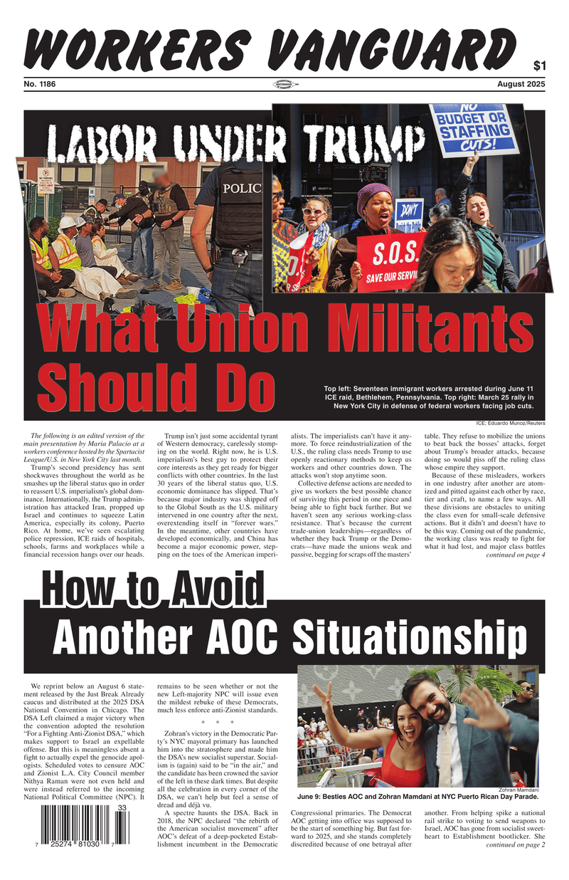 Workers Vanguard No. 1186 | 19 August 2025