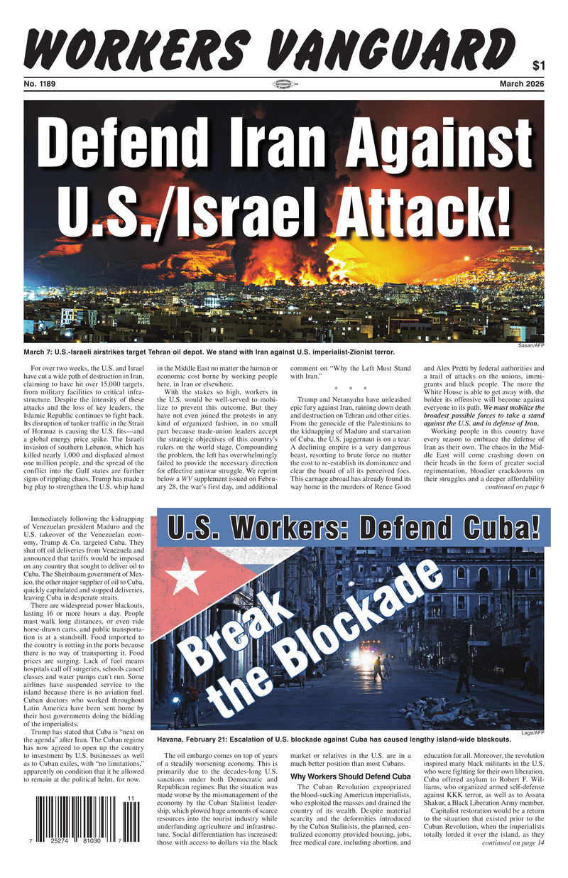 Workers Vanguard No. 1189 | 17 March 2026