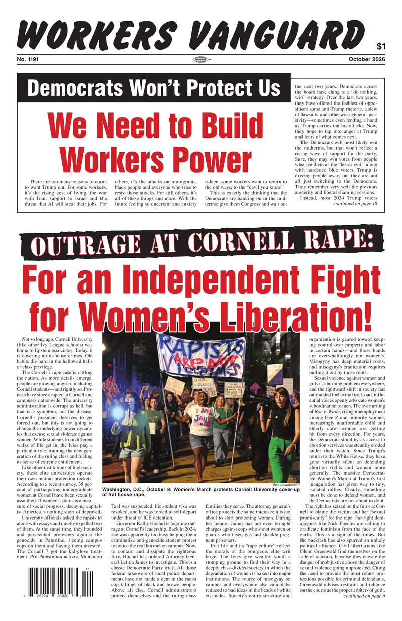 Workers Vanguard No. 1191 | 13 October 2026